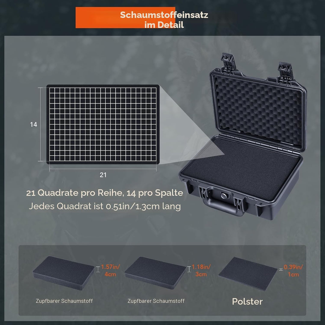 Lykus HC-3010 Wasserdicht Koffer mit Schaumstoff, Innengrösse 27,3x16,9x10cm Schwarz HC-3010: 27,3x1