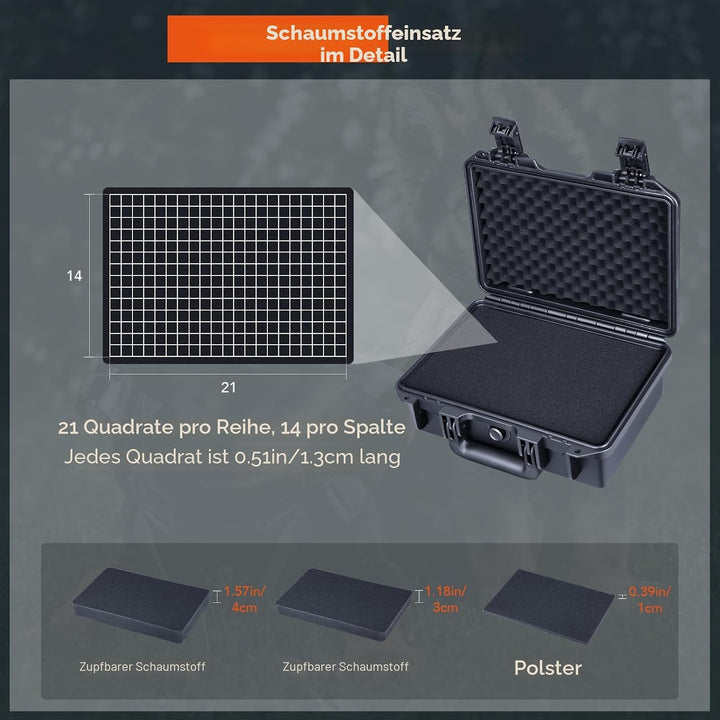 Lykus HC-3010 Wasserdicht Koffer mit Schaumstoff, Innengrösse 27,3x16,9x10cm Schwarz HC-3010: 27,3x1