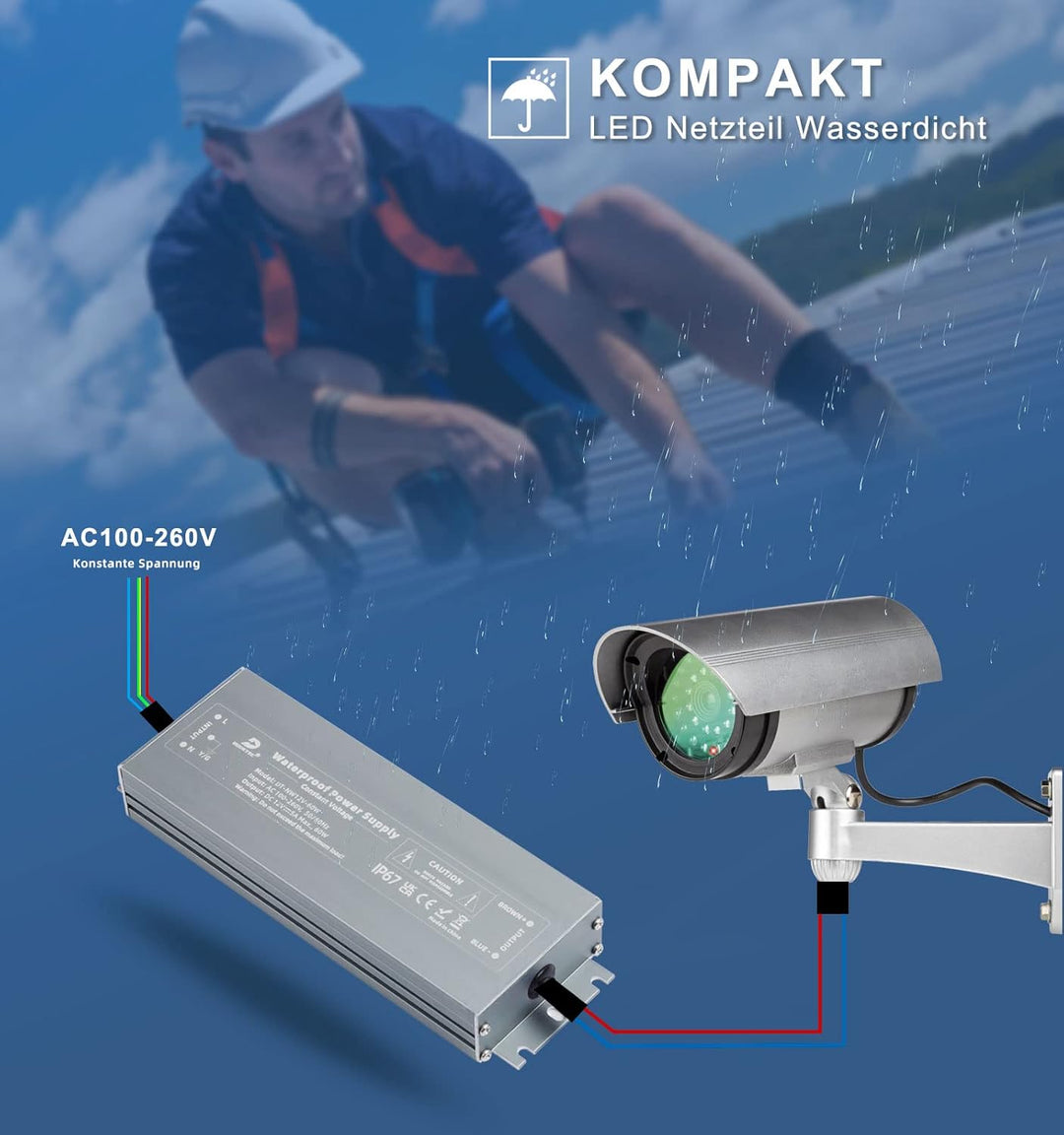 DUSKTEC LED Trafo 12V 60W Netzteil IP67, Wasserdicht Treiber Transformator AC 230V auf DC 12 Volt 5A