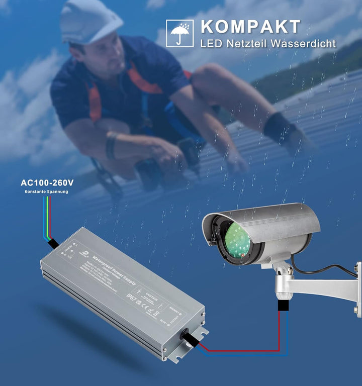 DUSKTEC LED Trafo 12V 60W Netzteil IP67, Wasserdicht Treiber Transformator AC 230V auf DC 12 Volt 5A