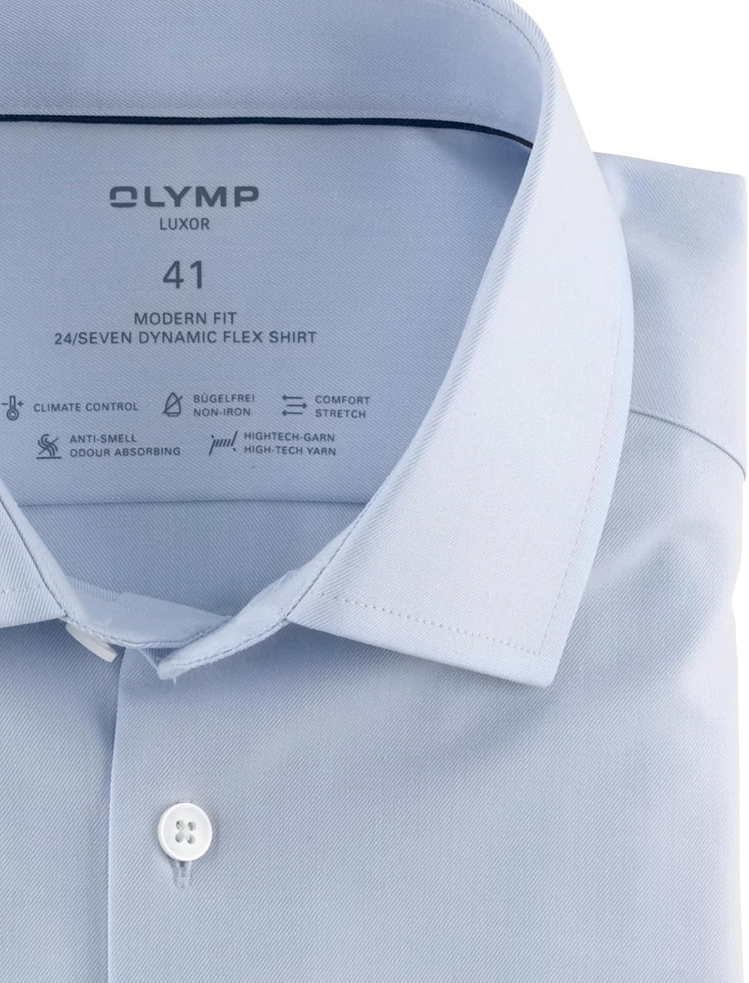 OLYMP Herren Oberhemd Langarm Luxor.24.Seven,Twill,modern fit,Global Kent 37 Bleu 11, 37 Bleu 11