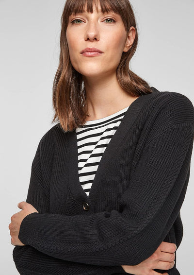 s.Oliver Cardigan aus Baumwollmix 46 9999 Schwarz, 46 9999 Schwarz