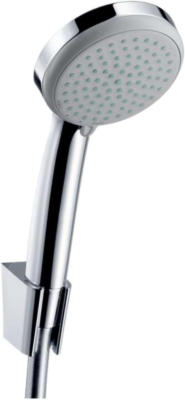 hansgrohe Croma 100 Duschkopf inkl. Duschkopfhalter, 4 Strahlarten, Chrom Set mit Brauseschlauch 1,2