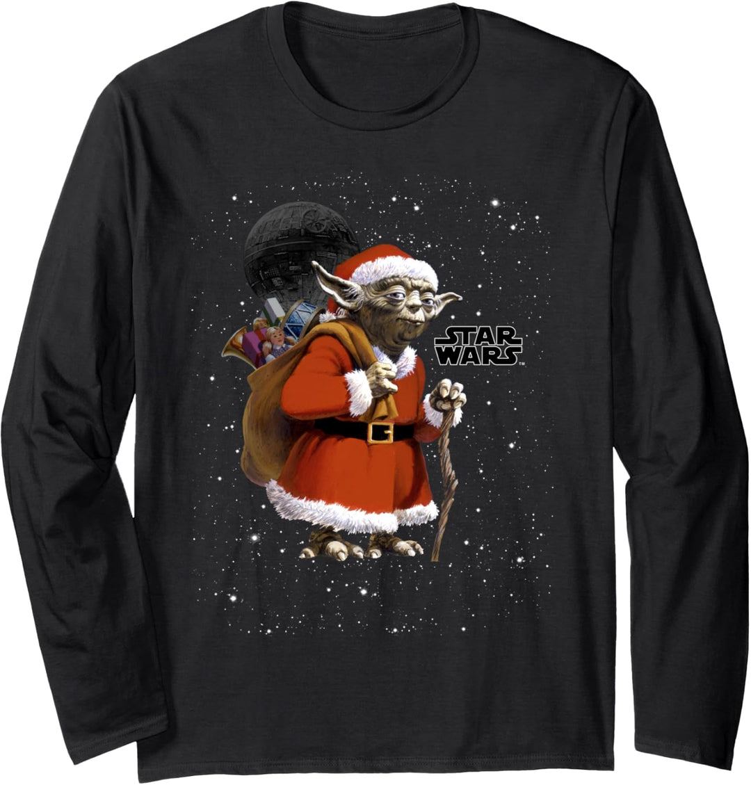 Star Wars Yoda Santa Claus Costume Poster Langarmshirt