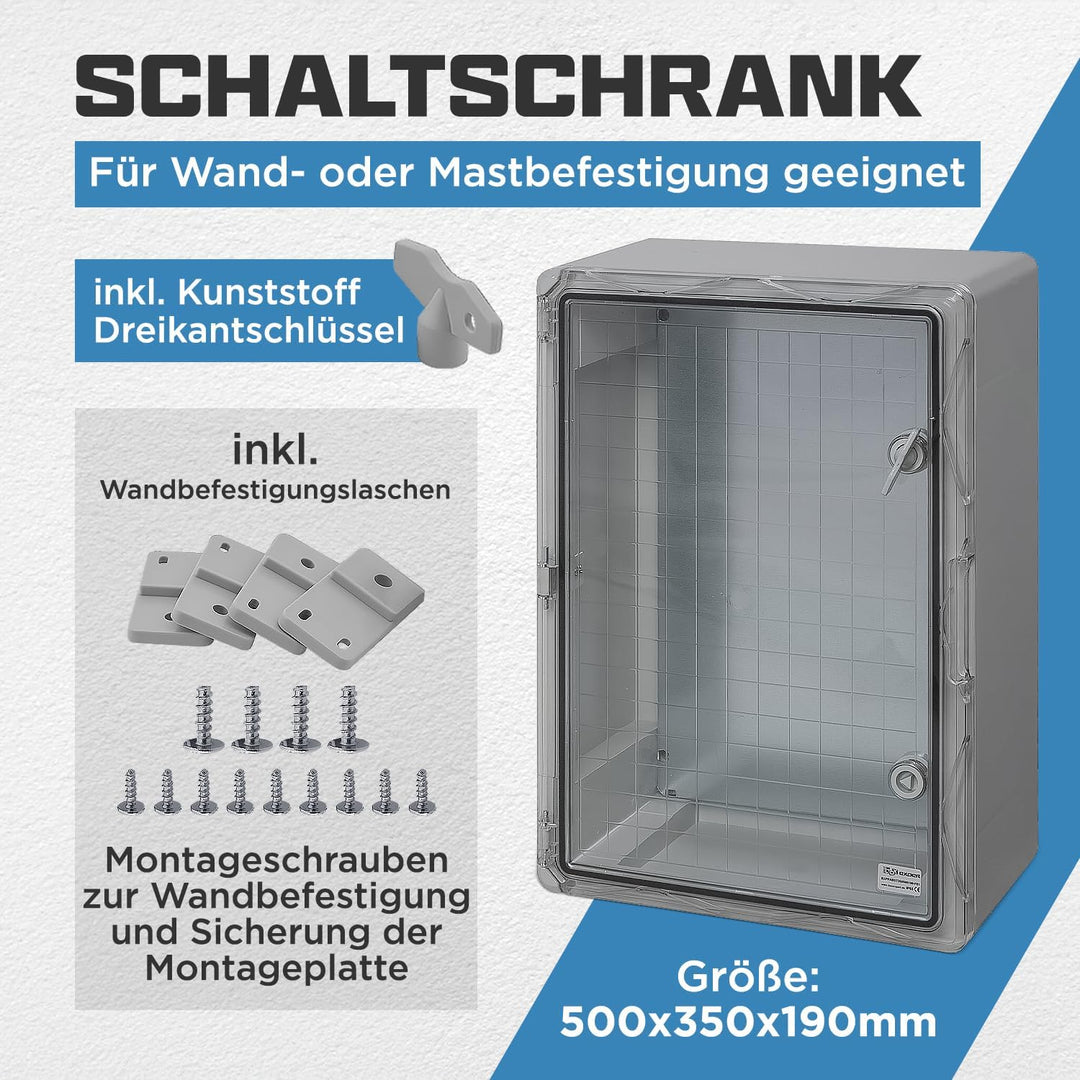 BOXEXPERT® Verteilerkasten aussen wasserdicht [ABS Kunststoff IP65 Gehäuse inkl. Sichttür] grau (Ser
