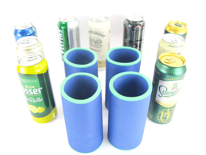4er Set Blaue Getränkekühler 0,5l Dose - Bierkühler - Neoprenkühler - passgenau ~Dosenkühler~ für al