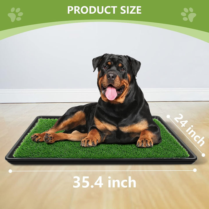 GoldOuya 60 x 90 cm Hundegras-Pad mit Tablett für Innen-und Aussenbereich,grosse Hunde-Töpfchentrain