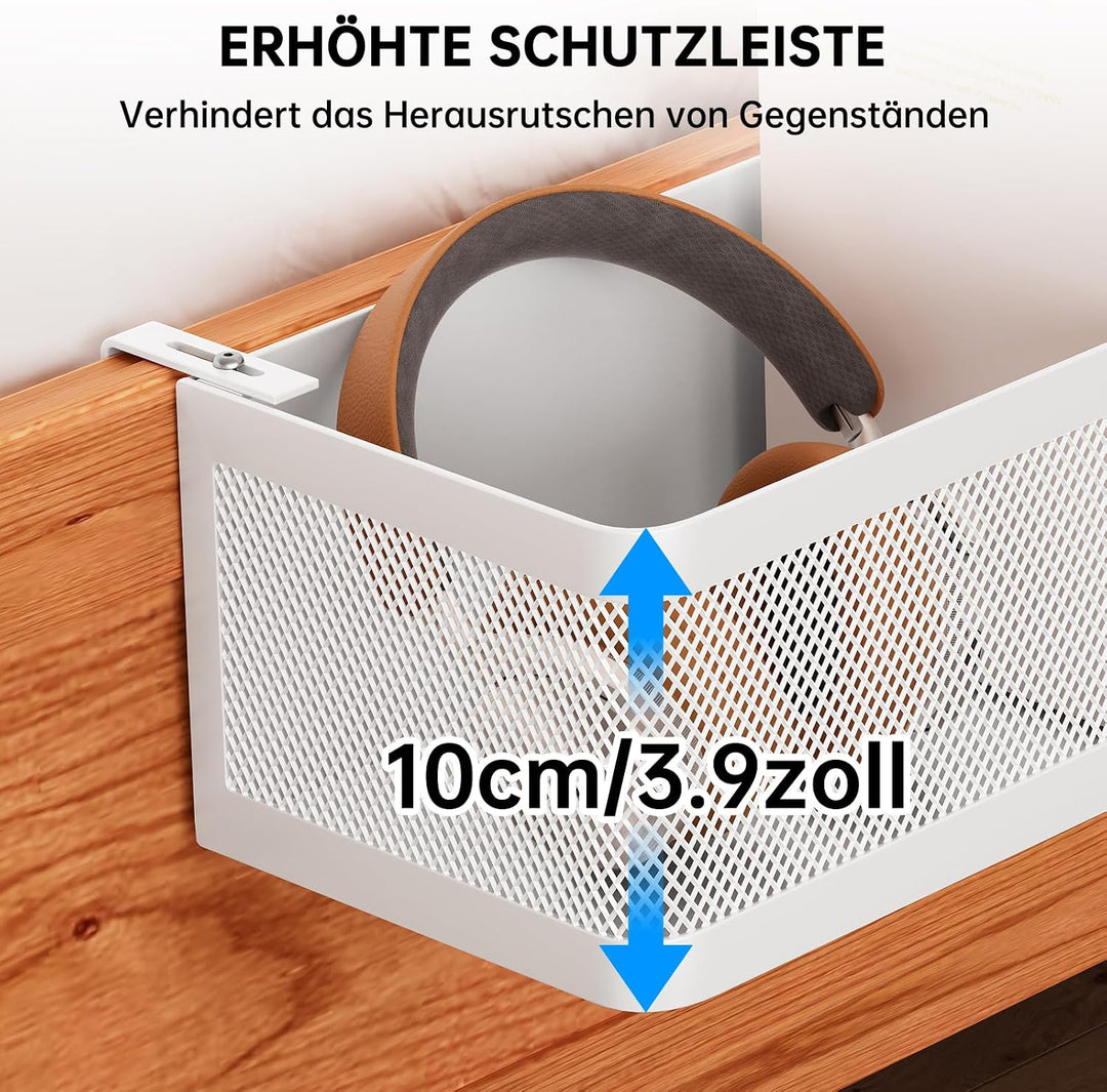 Bettablage zum Einhängen, Bett Organizer für Schlafzimmer &amp; Wohnheim, XL Weiss 35 × 13 × 10 cm, Weis