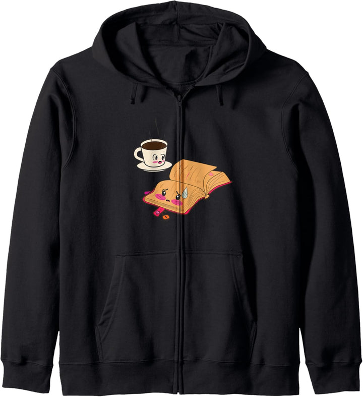 Achten Sie auf Ihre Geheimnisse kawaii Kaffee und Buch Kapuzenjacke
