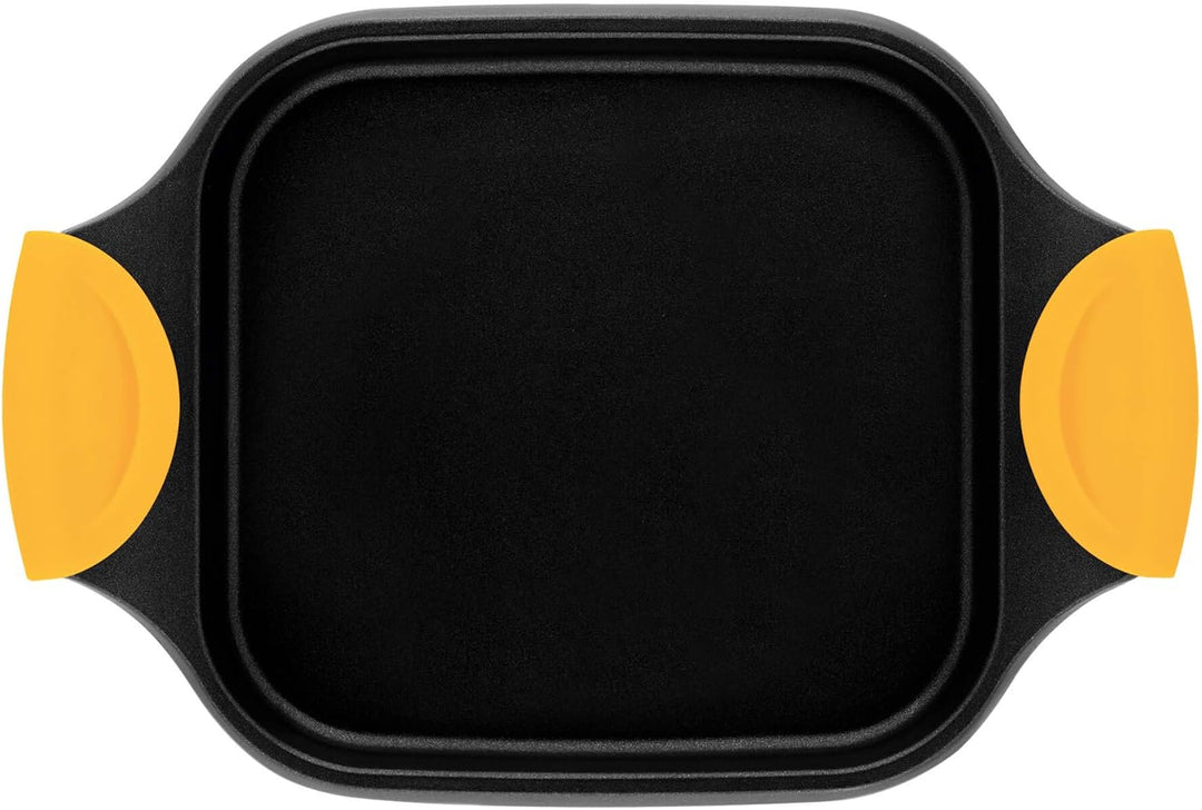 Castey flache Grillpfanne glatt, Schwarz / Gelb 42.5 x 25.5 x 30 cm, 42.5 x 25.5 x 30 cm