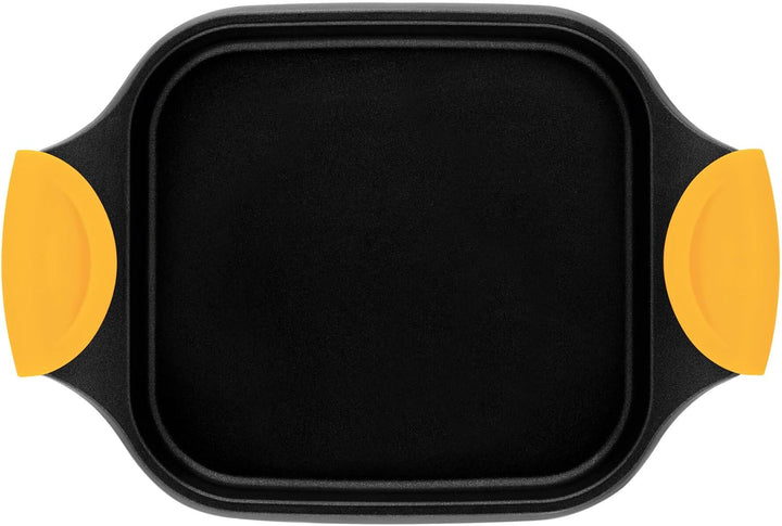 Castey flache Grillpfanne glatt, Schwarz / Gelb 42.5 x 25.5 x 30 cm, 42.5 x 25.5 x 30 cm