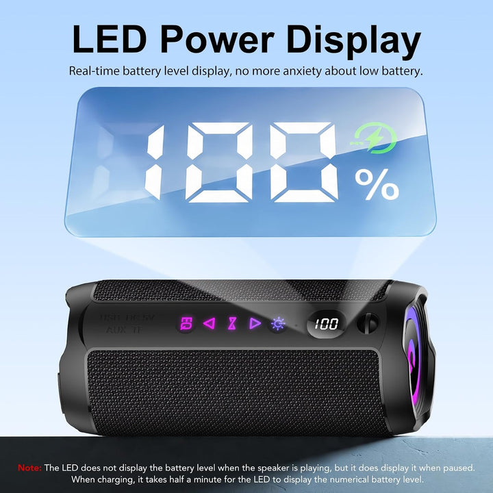 coioc Bluetooth Lautsprecher mit Licht, Bluetooth 5.4 Musikbox,25W Dual Lautsprecher, LED Anzeige &amp;