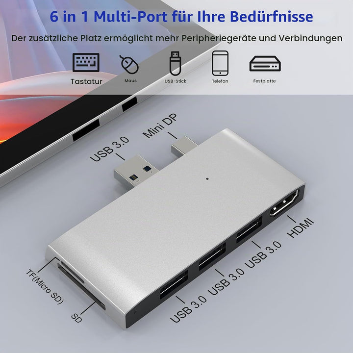 Surface Pro 6/5/4 Dock USB Hub Adapter - USB 3.0 * 3 Surface Pro 4/5/6 Dockingstation Multiport Moni
