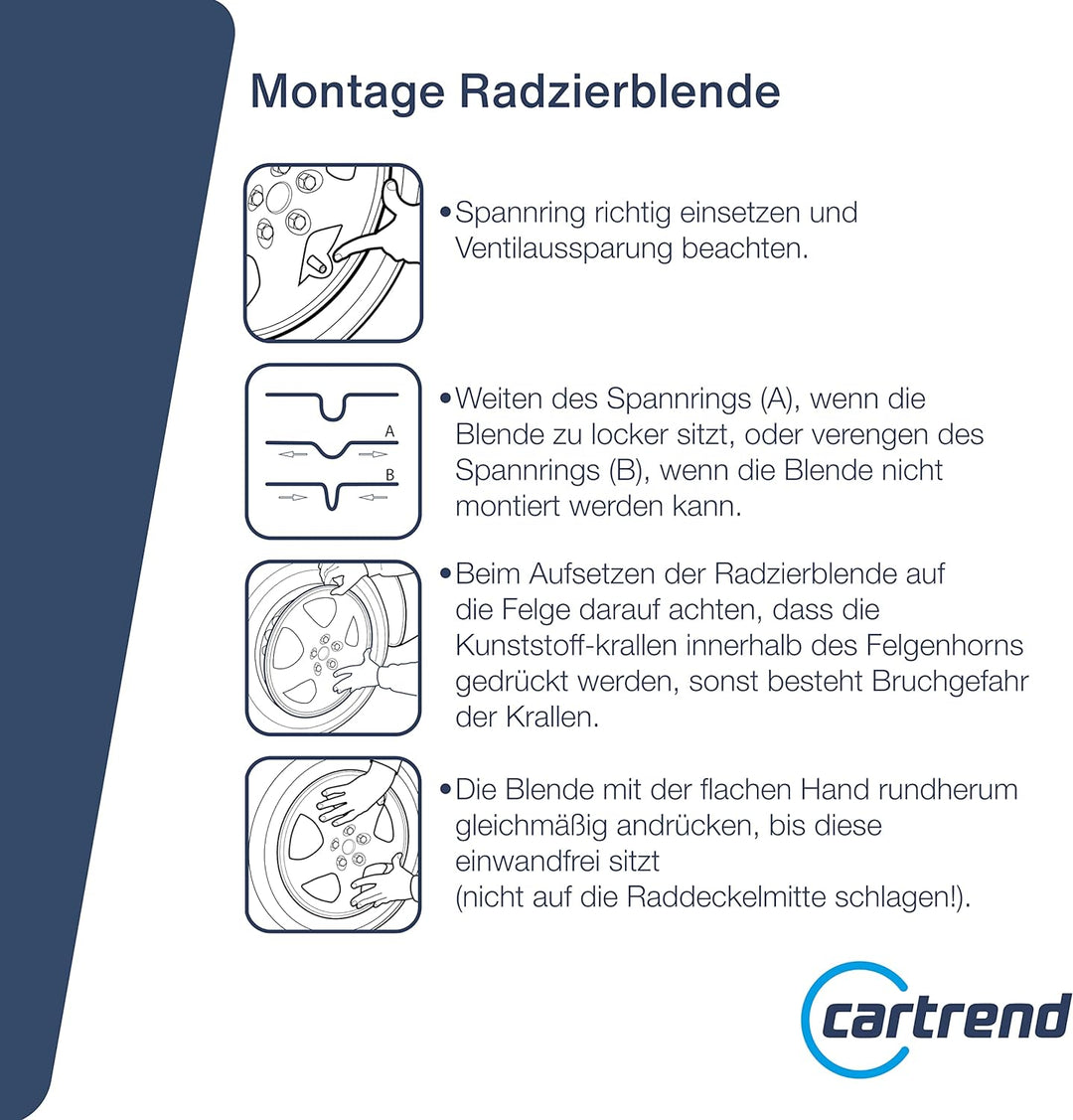 cartrend Radkappen Branch, 15 Zoll, für alle gängigen Stahlfelgen, aus Spezial-ABS-Qualitätskunststo