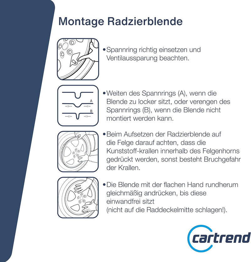 cartrend Radkappen Branch, 15 Zoll, für alle gängigen Stahlfelgen, aus Spezial-ABS-Qualitätskunststo