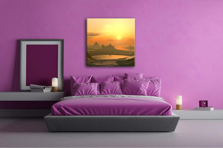 deyoli Idyllische Berglandschaft Format: 60x60 als Leinwand, Motiv fertig gerahmt auf Echtholzrahmen