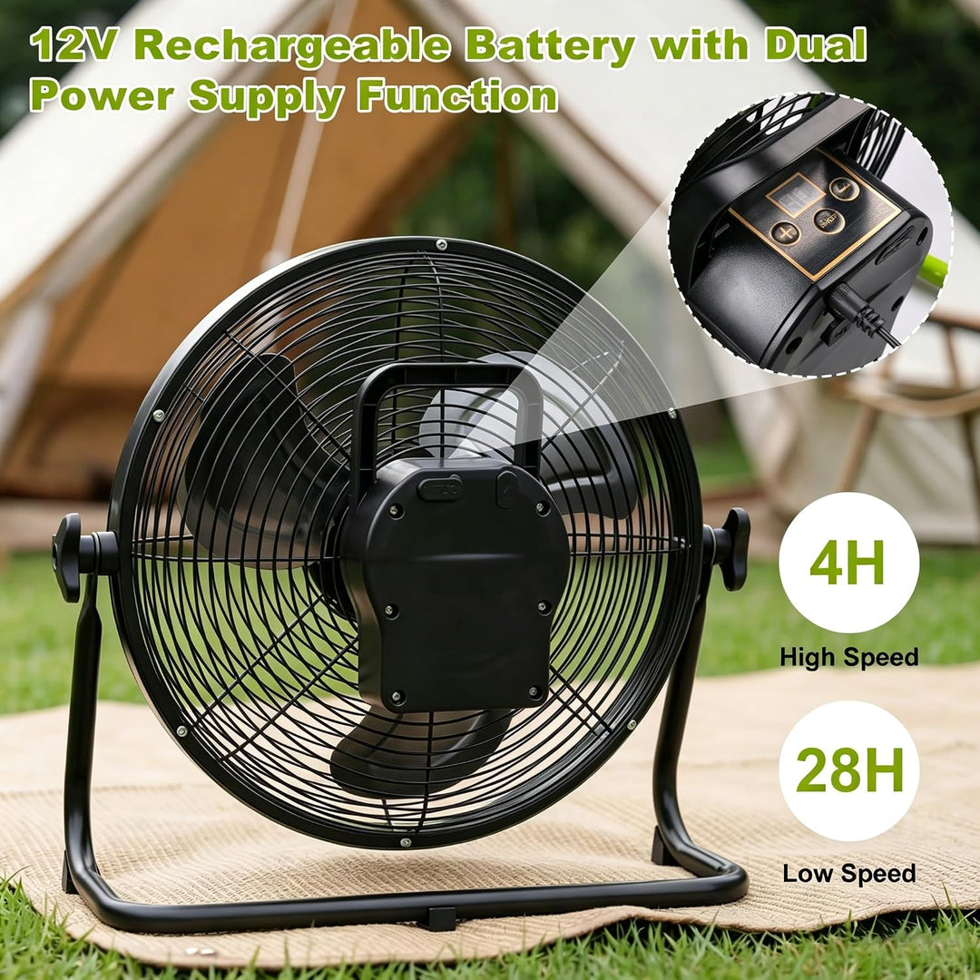 Solar Ventilator Outdoor Windmaschine 12 Zoll Ø, Ventilator mit Solarpanel Leise aus Metall, Leiser