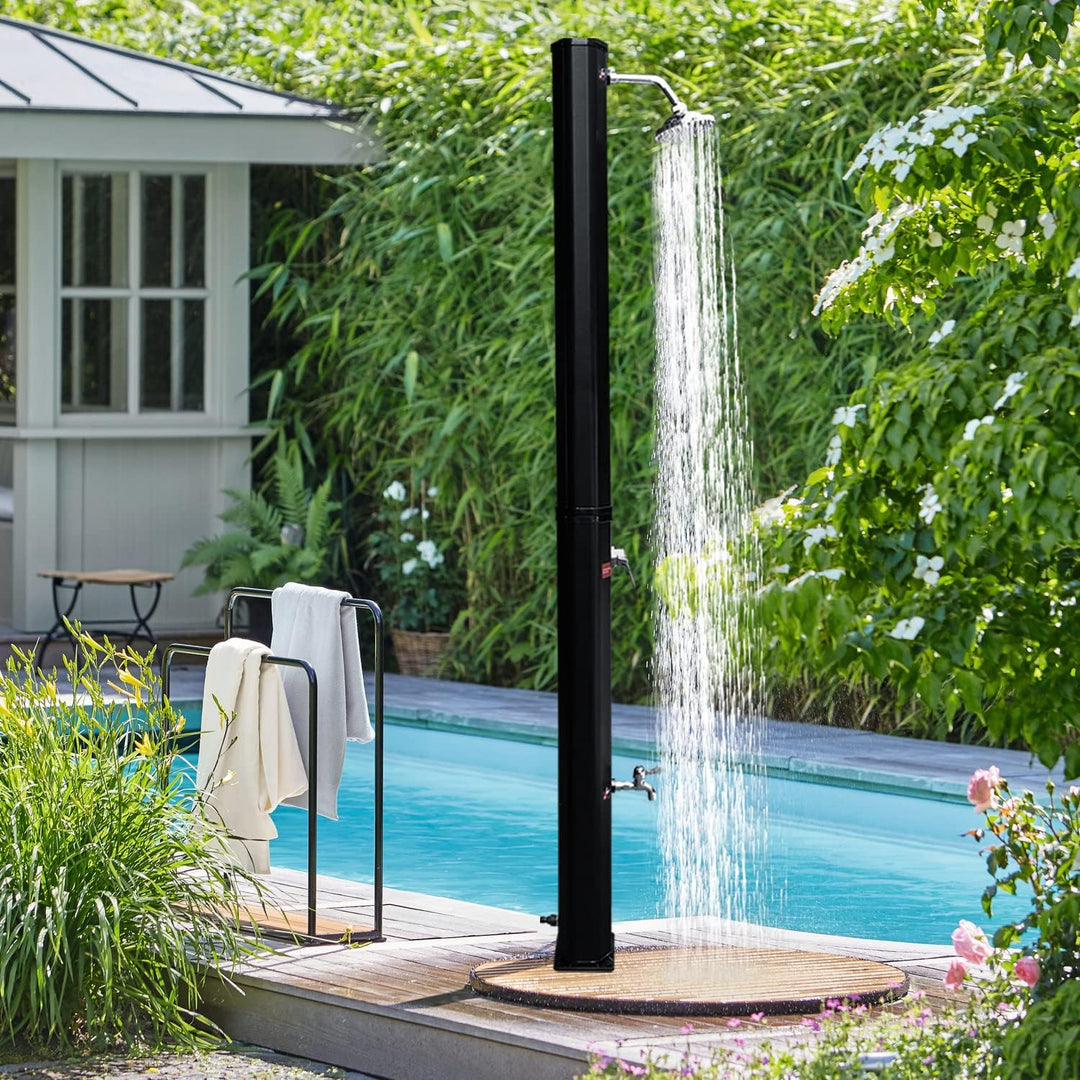 Yakimz Solarbeheizte Duschen 35L, Solardusche mit Schutzhaube Solar Garten-dusche warmes Wasser mit