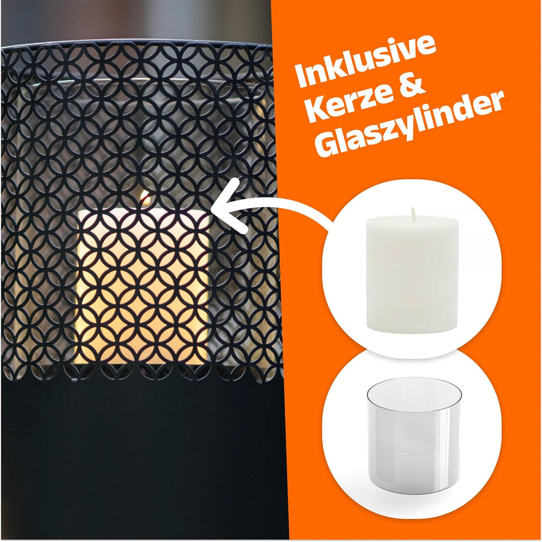 BENTSON Windlichtsäule Anthrazit I 2er Set I Deko-Säule für Garten im Industrial Design I Windlicht