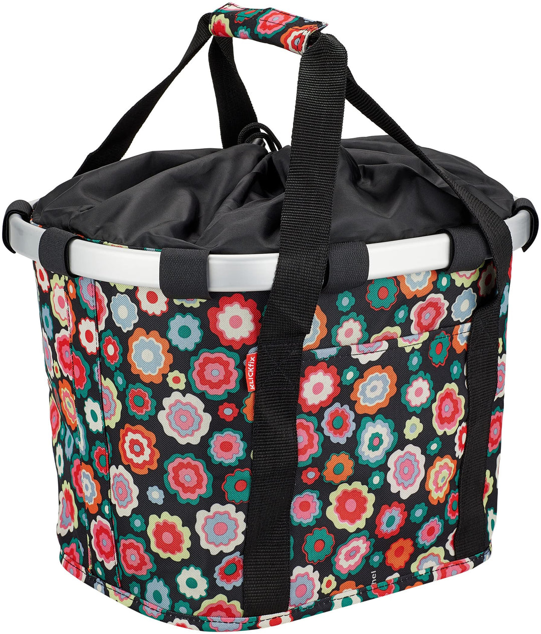 KLICKfix Unisex – Erwachsene Happy Flowers Fahrradkorb, Bunt, 15 Liter Colourful 15 litres, Colourfu