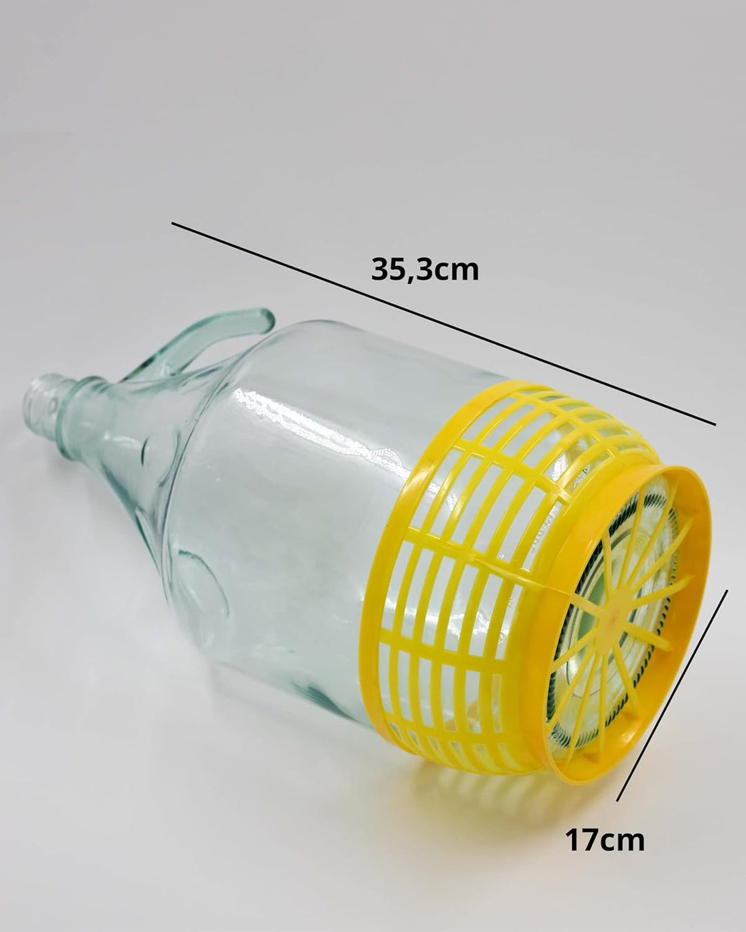 Enghals Ballonflasche mit Schraubverschluss, Schutzkorb, Luftschleuse und Stopfen für die Weinherste