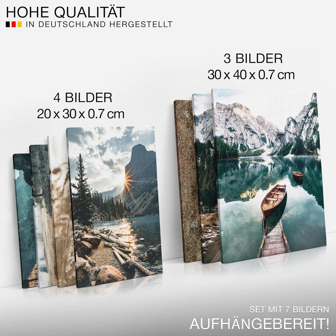 Novart Wandbilder See Berge Landschaft - KOMPLETT AUFHÄNGFERTIG - Natur Wohnzimmer Schlafzimmer- 7 M