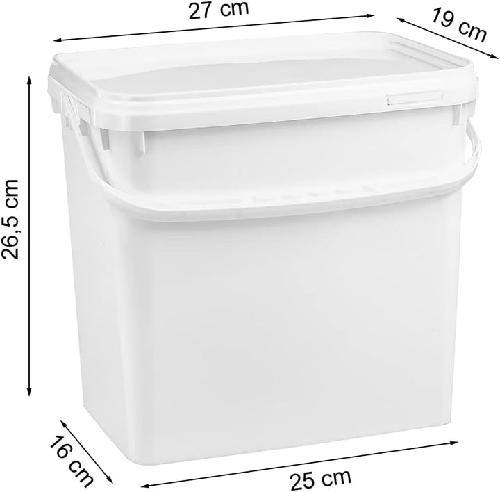 Nipter Eimer mit Deckel 10l, weiss, 10,6 Liter Eimer rechteckig, lebensmittelcht, 5 Stück 10L - 5 St