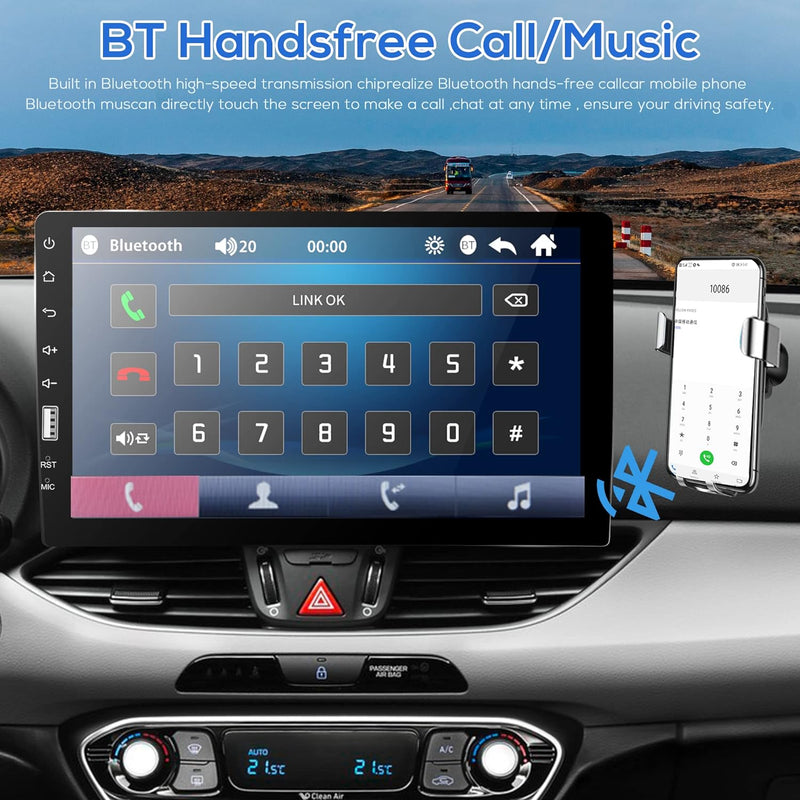 Autoradio 1 Din mit Bluetooth Freisprecheinrichtung IOS/Android Mirror Link 9 Zoll Touchscreen, mit