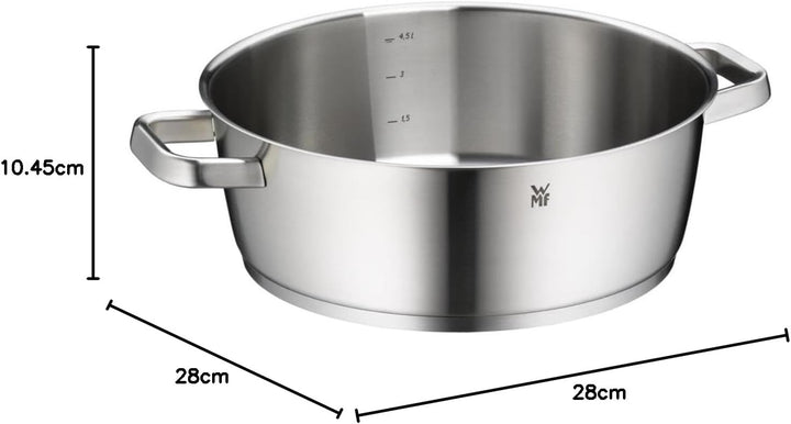WMF Iconic Bräter 28 cm, hochwertiger Edelstahldeckel, robustes Cromargan®: Edelstahl Rostfrei 18/10