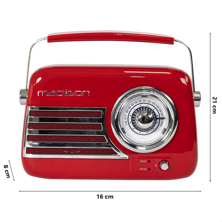 FREESOUND-VR40R - MADISON - 30W Vintage-Radio mit langer Batterielaufzeit, Bluetooth, USB und UKW -