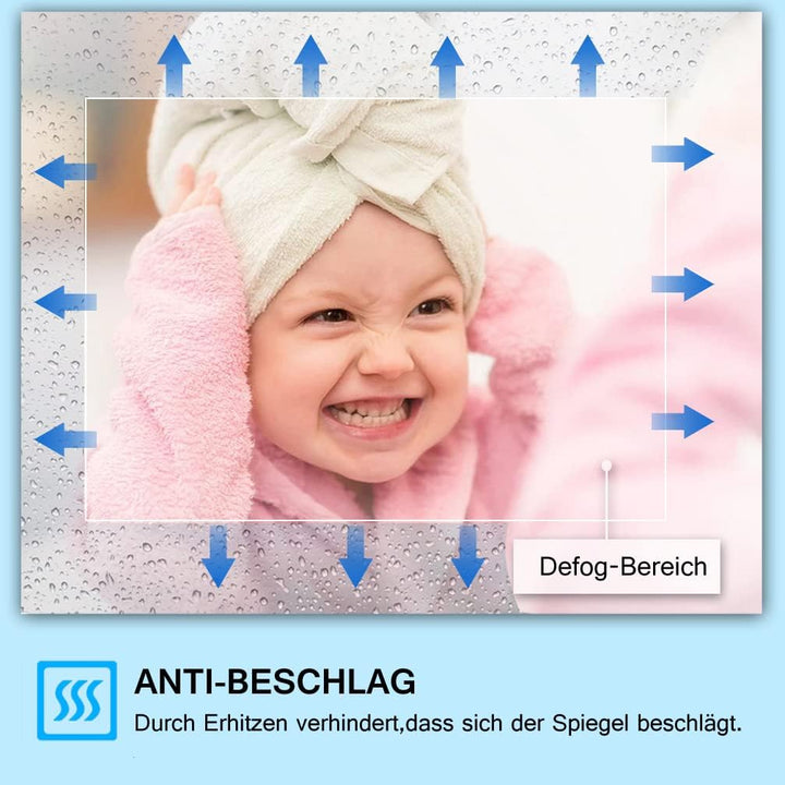 MIQU LED Badspiegel mit Beleuchtung 80x60 cm Badezimmerspiegel, Bad Gross Spiegel mit 2 Touch Dimmba