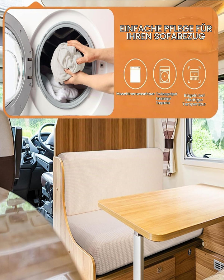Wohnmobil Sitzbezüge, 2 Stück (1 Set) Stretch Wohnwagen Sofa-Sitzkissenbezug Jacquard RV-Sofabezug C