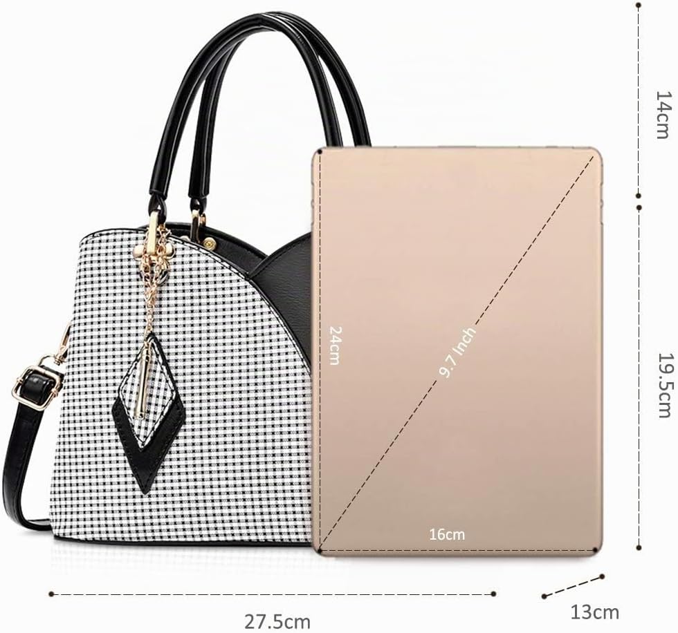 NICOLE &amp; DORIS Elegante Damen Handtasche mit Mehreren Taschen Schultertaschen aus PU-Leder Henkeltas