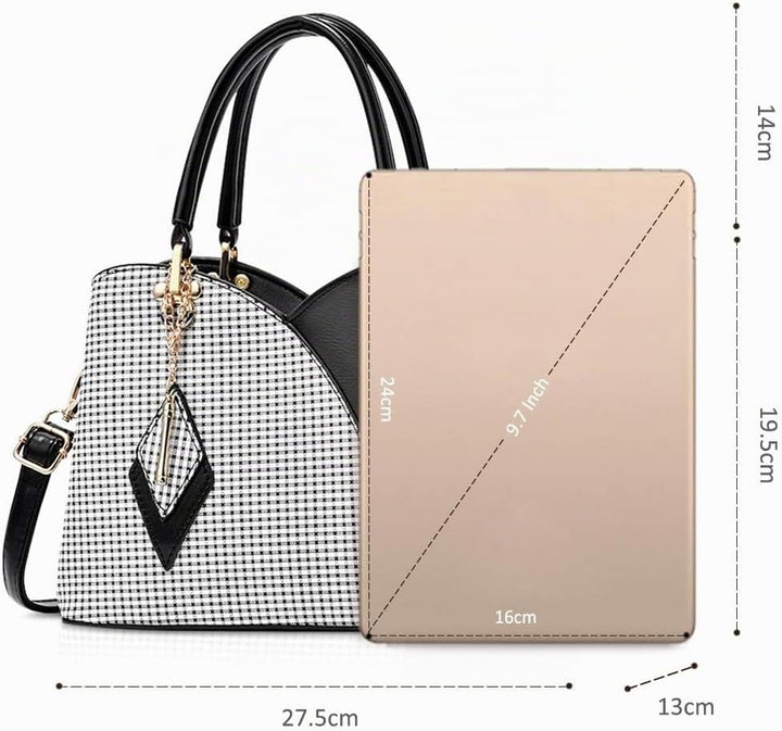 NICOLE &amp; DORIS Elegante Damen Handtasche mit Mehreren Taschen Schultertaschen aus PU-Leder Henkeltas