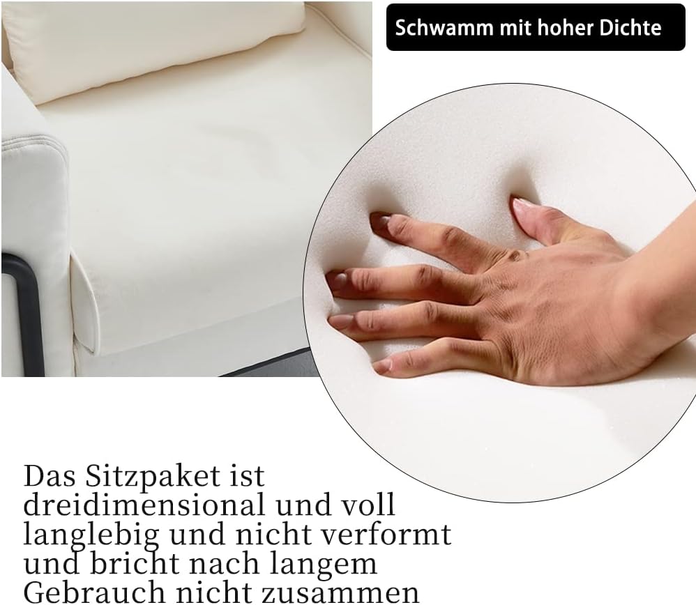 Mingone Sofa Sessel Creme Couch Modern Design TV Sessel Wohnzimmer Einzelsofa Loungesessel Leinen Re