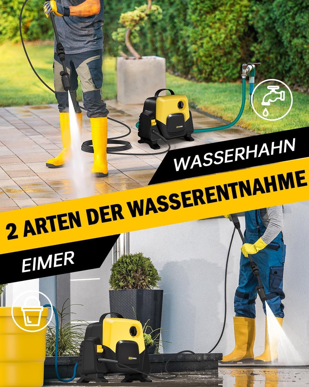 Hochdruckreiniger mit 5-in-1Düse,Pressure Washer Druck Max100 bar,480 L/h Fördermenge, 5m Hochdrucks