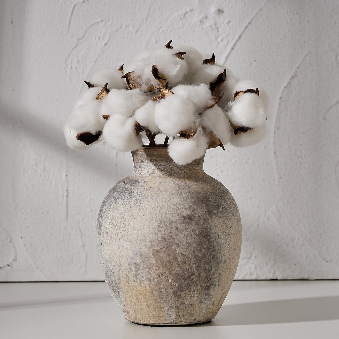 SIDUCAL Dekorative Blumenvase aus Keramik | 15,2 cm Keramik rustikale Bauernhausvase | Boho-Vase für
