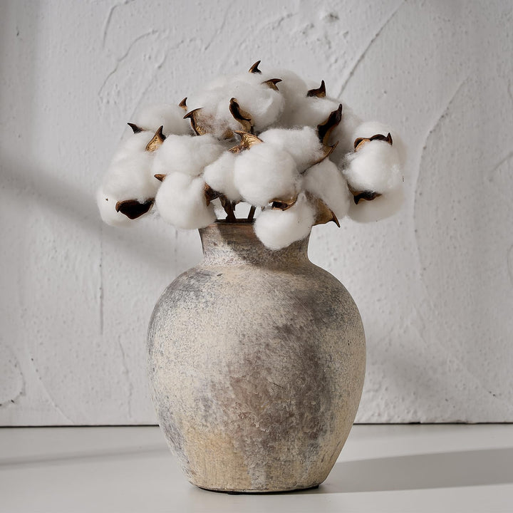 SIDUCAL Dekorative Blumenvase aus Keramik | 15,2 cm Keramik rustikale Bauernhausvase | Boho-Vase für