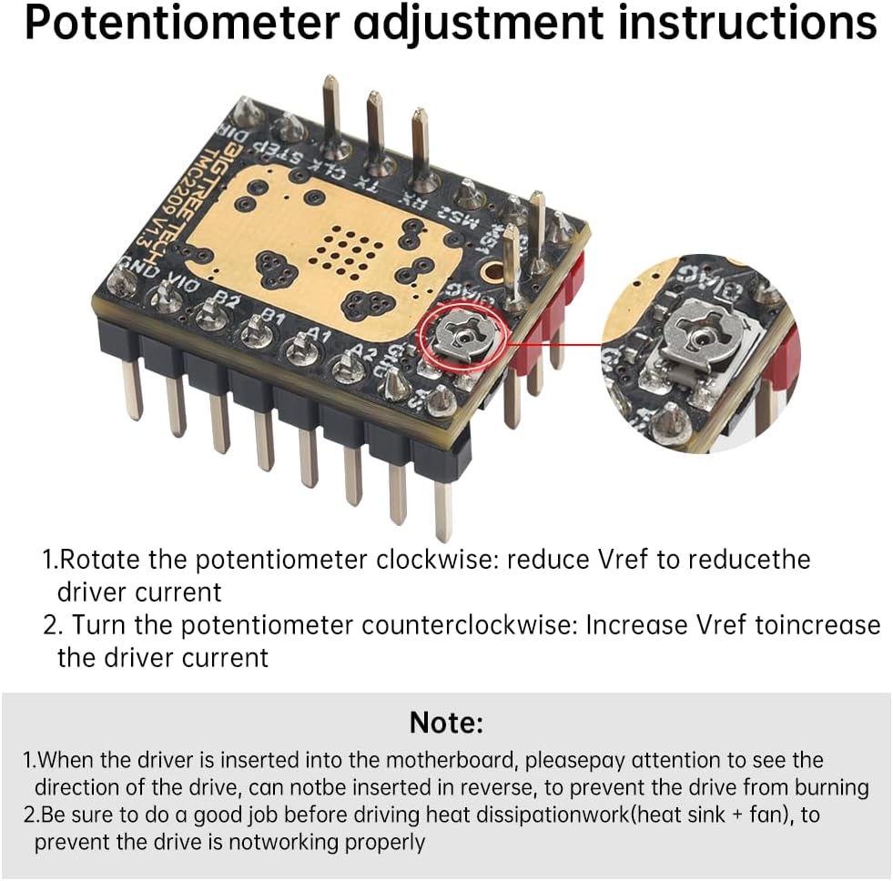 BIGTREETECH DIRECT TMC2209 V1.2/V1.3 UART Schrittmotortreiber Ultra-Silent Stepsticks mit Kühlkörper