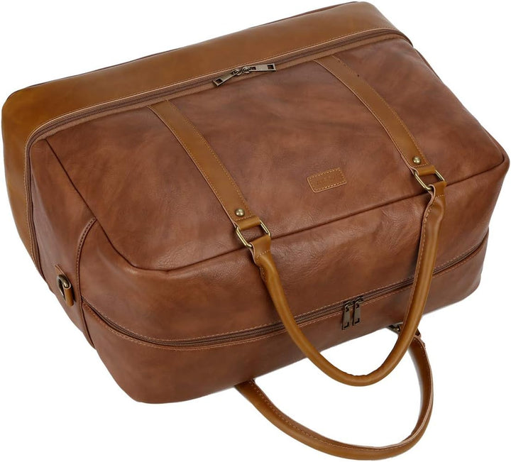 BAOSHA Gross PU Leder Reisetasche Handgepäck Travel Duffel Carry On Bag Weekender Tasche mit Schuhfa