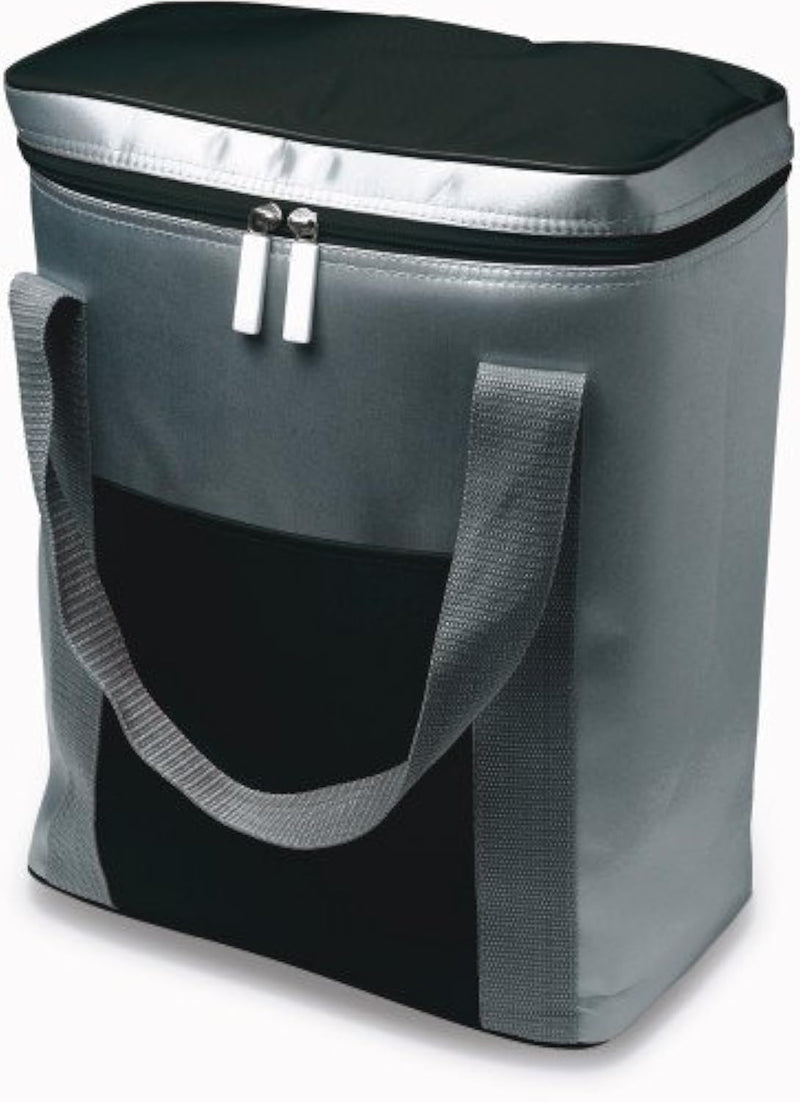 noTrash2003 Grosse Kühltasche - Inhalt passend für 6 x 1,5 ltr. Flaschen, Zipper mit Zugband Silber,