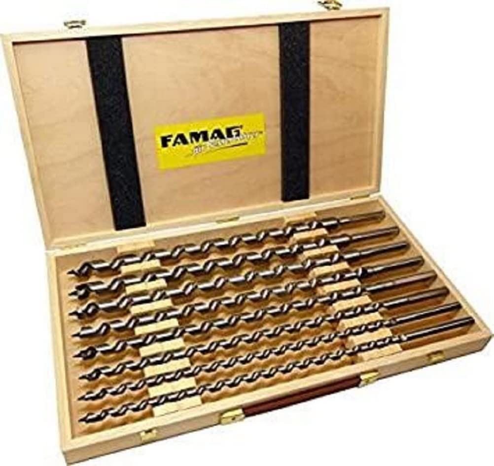 FAMAG Lewisbohrer-Satz im Holzkasten, 8-teilig Ø10,12,14,16,18,20,22,24mm, Gesamtlänge 460mm 8-tlg.