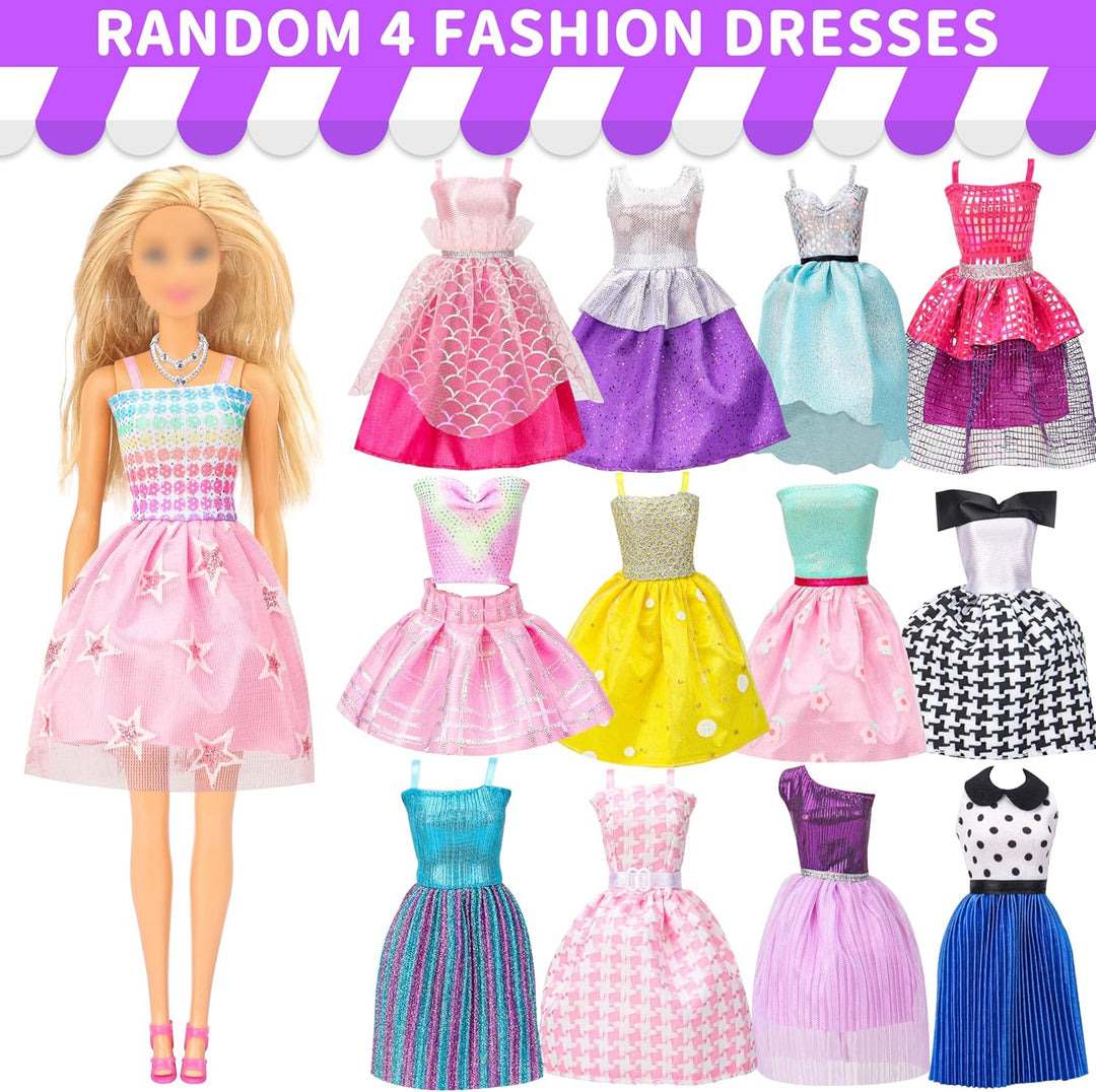 Puppenkleidung Geschenkset für 11,5 Zoll Puppe und Barbie (56-teilig - 2 Hochzeitskleider, 2 Abendkl