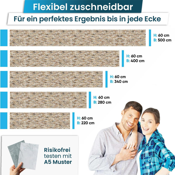 danario Küchenrückwand selbstklebend - Matt - Spritzschutz Küche - versteifte PET Folie - 0,37 mm -