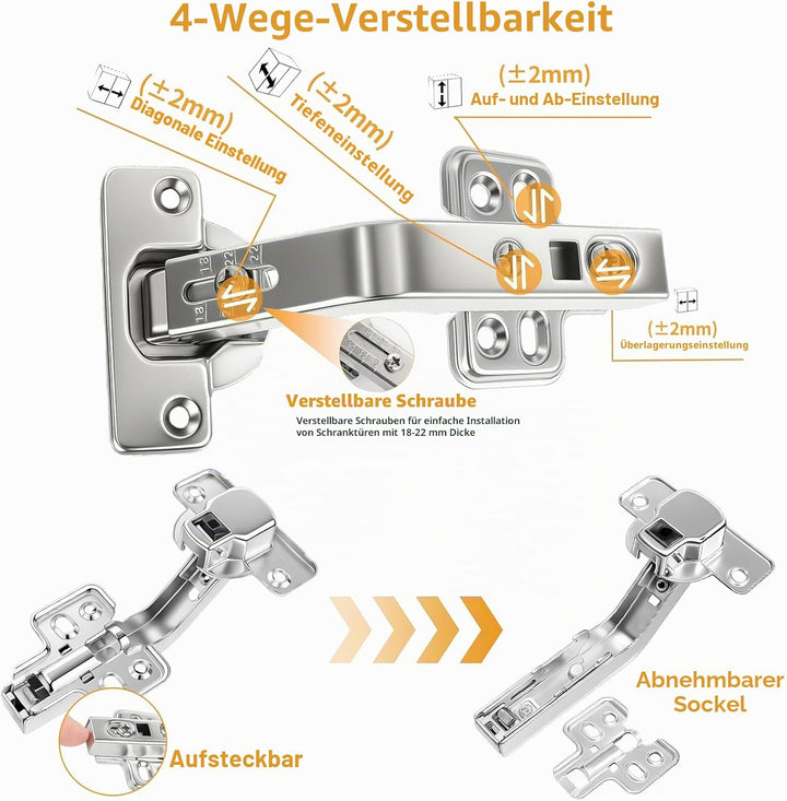 TamBee 2pc 175 Grad Schrankscharnier,Scharniere für Schranktüren für Falttür, Metall Scharniere hydr