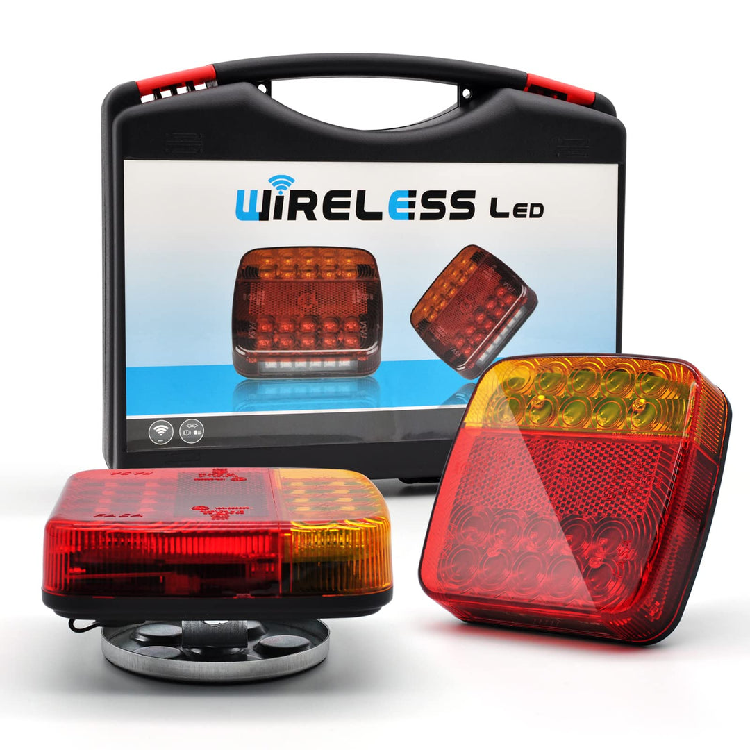 Dinfu Rückleuchten Kabellose LED Anhänger mit Magnetfuss, 12V-24V LED Rücklicht Set mit 7 Polig Stec