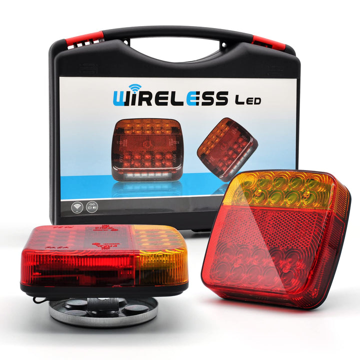 Dinfu Rückleuchten Kabellose LED Anhänger mit Magnetfuss, 12V-24V LED Rücklicht Set mit 7 Polig Stec