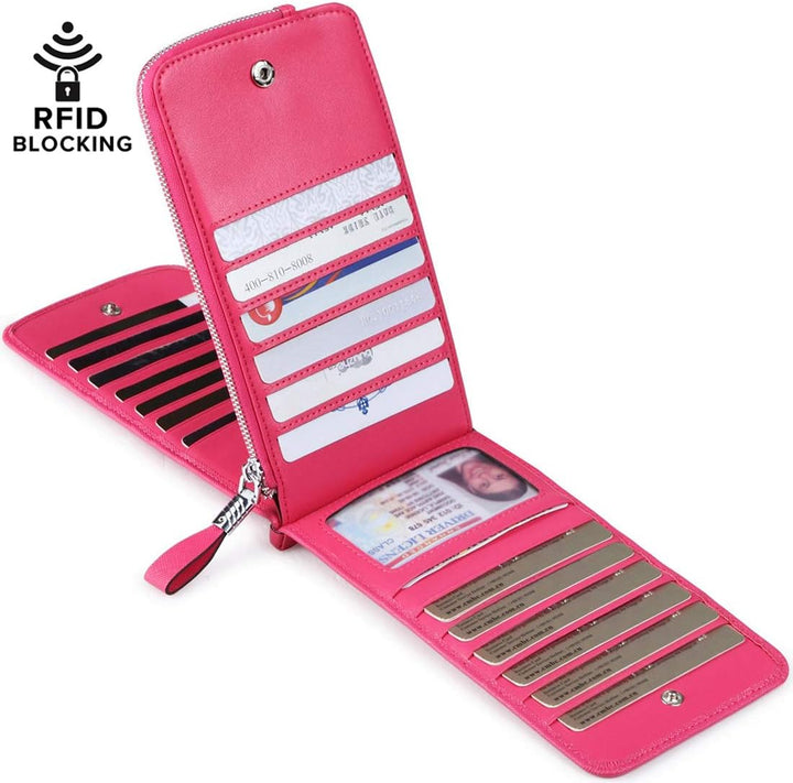 Huztencor Damen Kreditkartenetui Geldbörse RFID Blocking Leder Kartenetui Geldbörse Pink, Pink