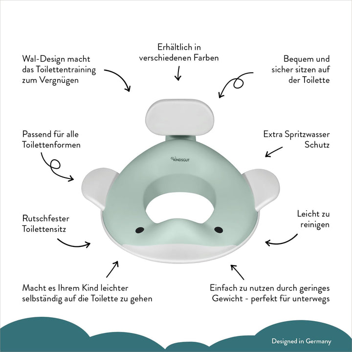 Kindsgut Toilettenaufsatz Wal für Kinder, kinderfreundliches Waldesign, in dezenten und modernen Far