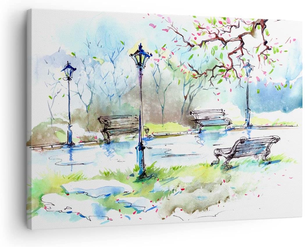 Bilder auf Leinwand Path urban Park Landschaft Leinwandbild 70x50cm Wandbilder Dekoration Wohnzimmer